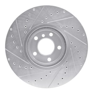 BMW X5 Brake Rotor (1) - Front Right - R1 Concepts - Drilled & Slotted - Silver - `02-`06